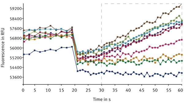 Fig. 2: Fluorescence kinetic signal curves for different samples.