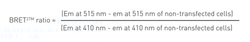 Formula 1: Calculation of the blank corrected BRET2 ratios