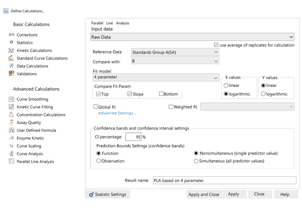 Fig. 3: Either an equivalence testing approach (Global ﬁt unchecked) or a difference testing approach (Global ﬁt checked) can be used to assess parallelism.