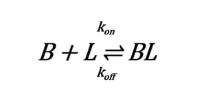 Formula 1: Equilibrium reaction of complex formation and dissociation.