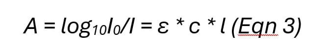 Equation 3: Beer-Lambert law