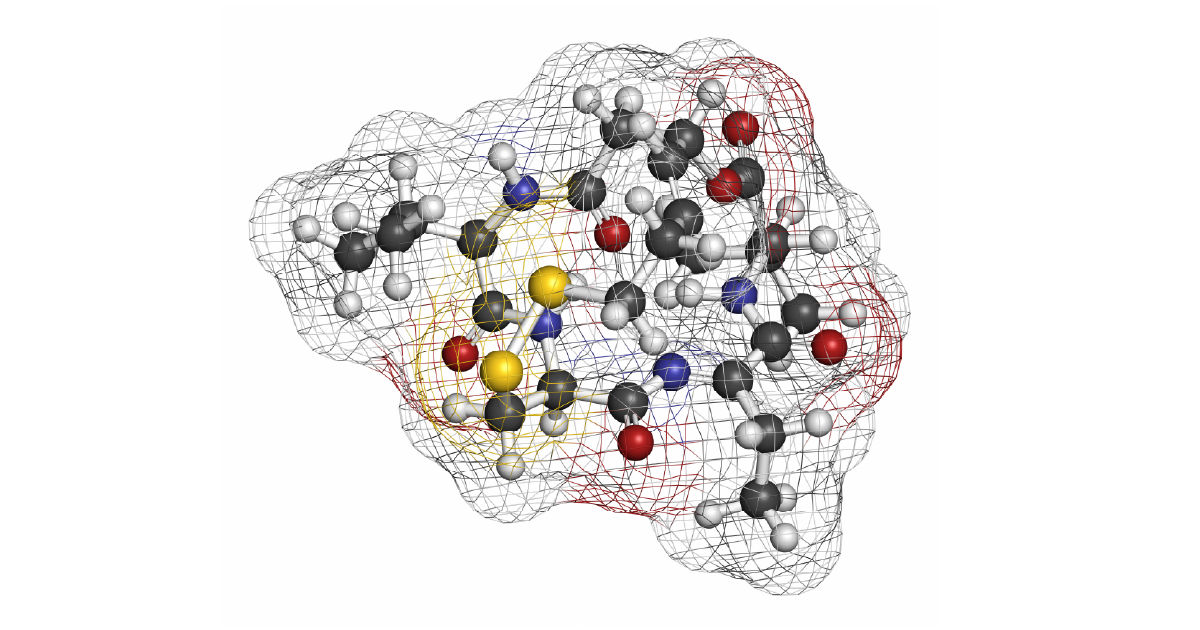 Fig. 7: Structure of Romidepsin, an approved histone deacetylase inhibitor for the treatment of cutaneous T-cell lymphoma. Source: https://stock.adobe.com/search?k=histone+deacetylase&search_type=usertyped&asset_id=88649103.
