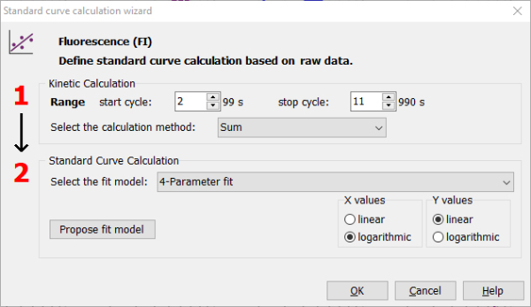 Fig. 10: Standard curve calculation wizard. Fig. 10: Standard curve calculation wizard.