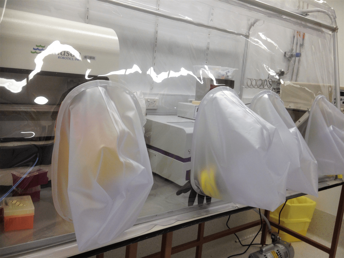 Fig. 2: FLUOstar Omega in an anaerobic chamber