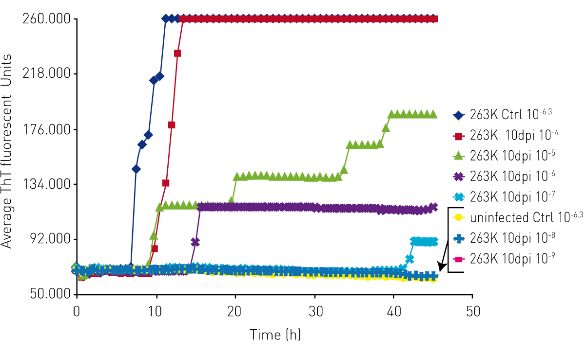 Fig. 5: Example of prion protein aggregation data generated by RT-QuIC.