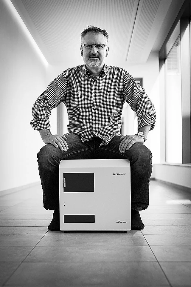 Jürgen Haas sitting on a CLARIOstar Jürgen Haas sitting on a CLARIOstar